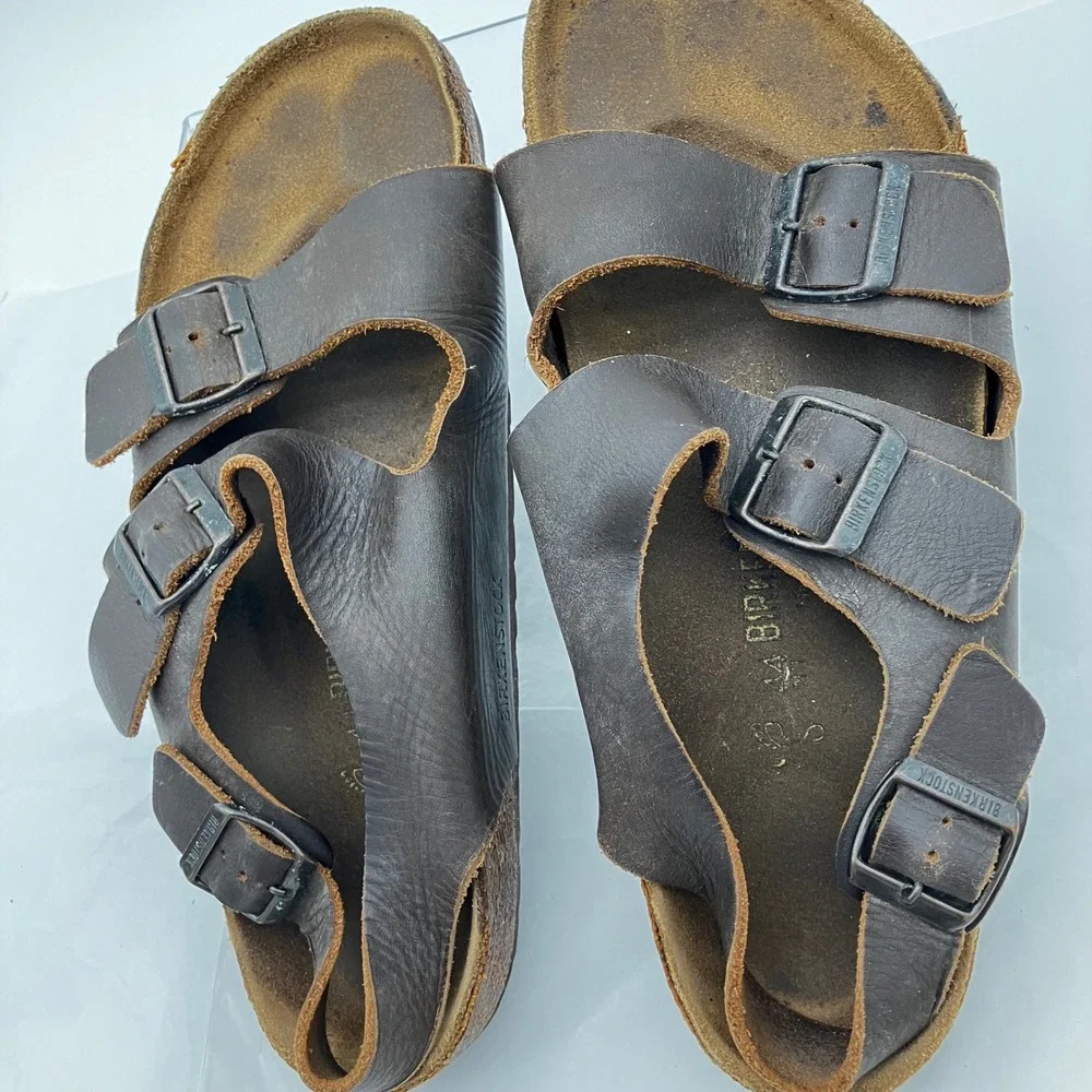 Birkenstock Sandals Milano EU 44 L13 M11 Brown Oiled Leather Backstrap